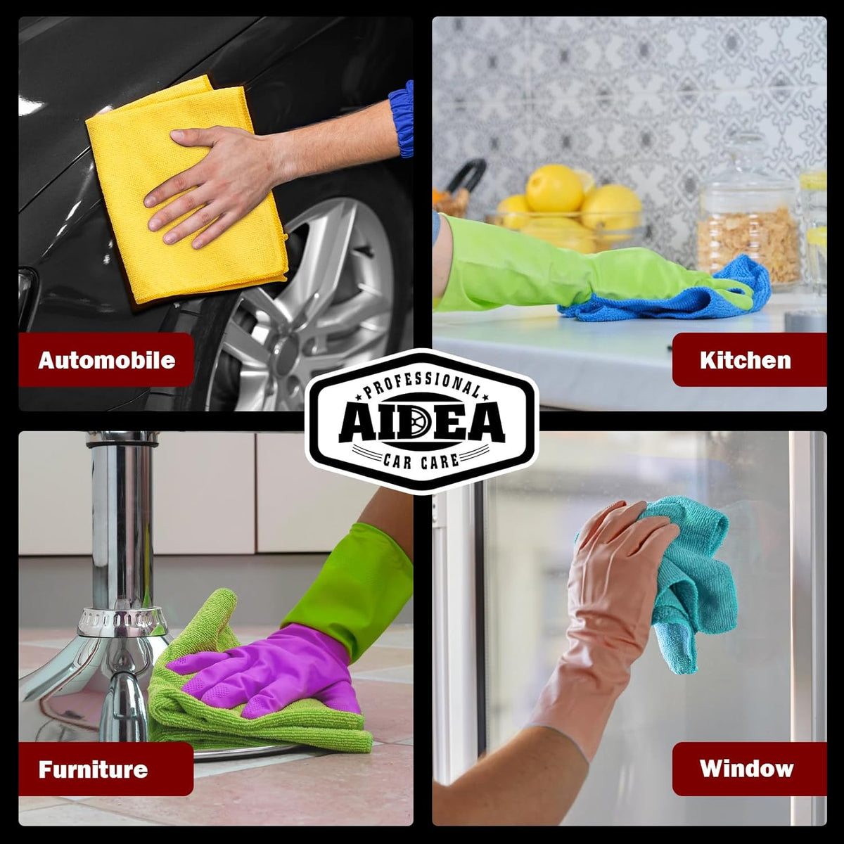 AIDEA Microfiber Cleaning Cloth, 50PK, Microfiber Towels for Cars, Premium Wash Cloths, Dusting