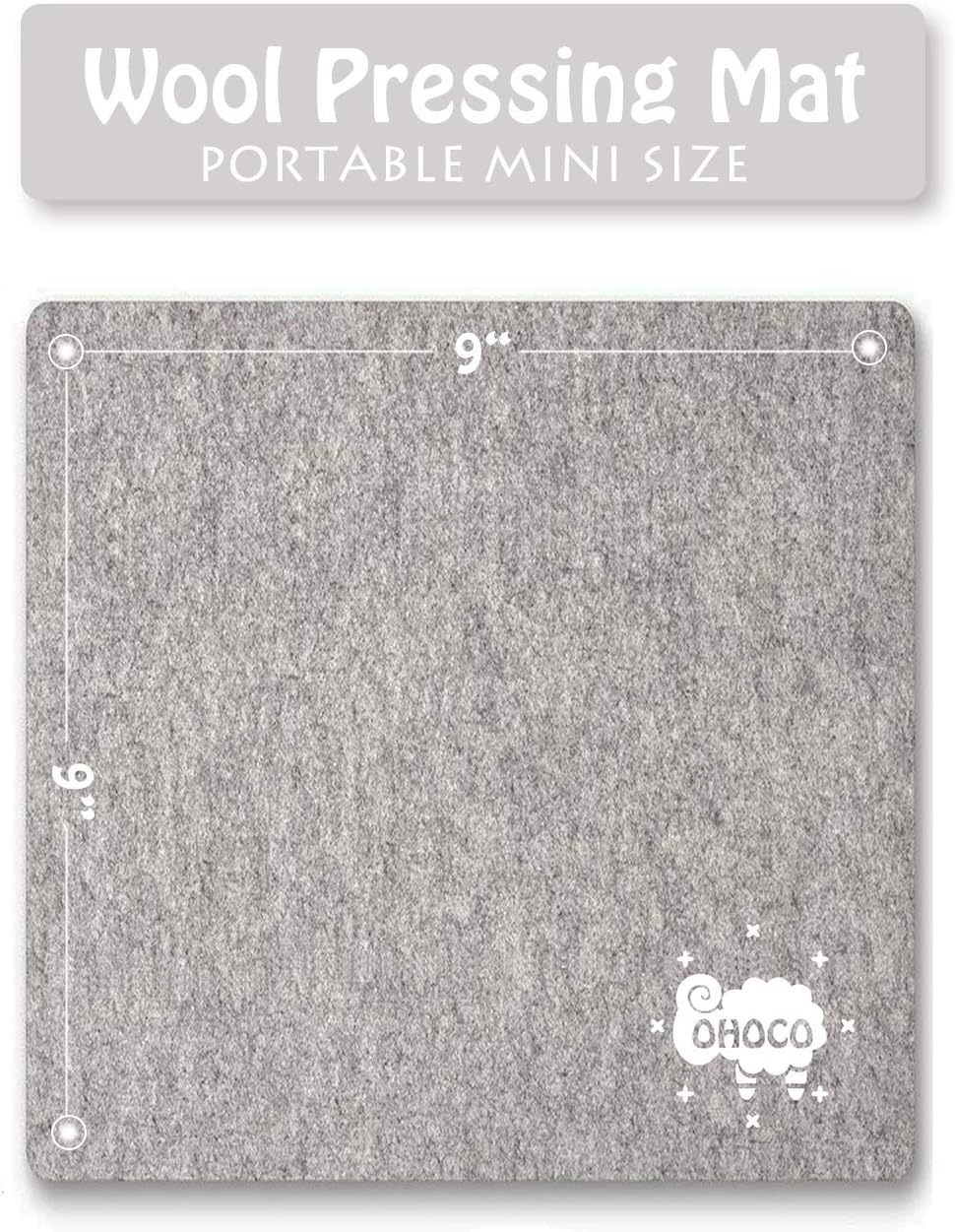 Wool Pressing Mat for Quilting - 9" x 9" Portable Travel Size Felt Ironing Pad 1/2" Thick, 100% New
