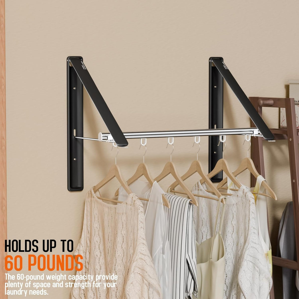 Clothes Drying Rack Retractable, Wall Mounted Clothes Hanger Rack for Laundry Room, Laundry Drying