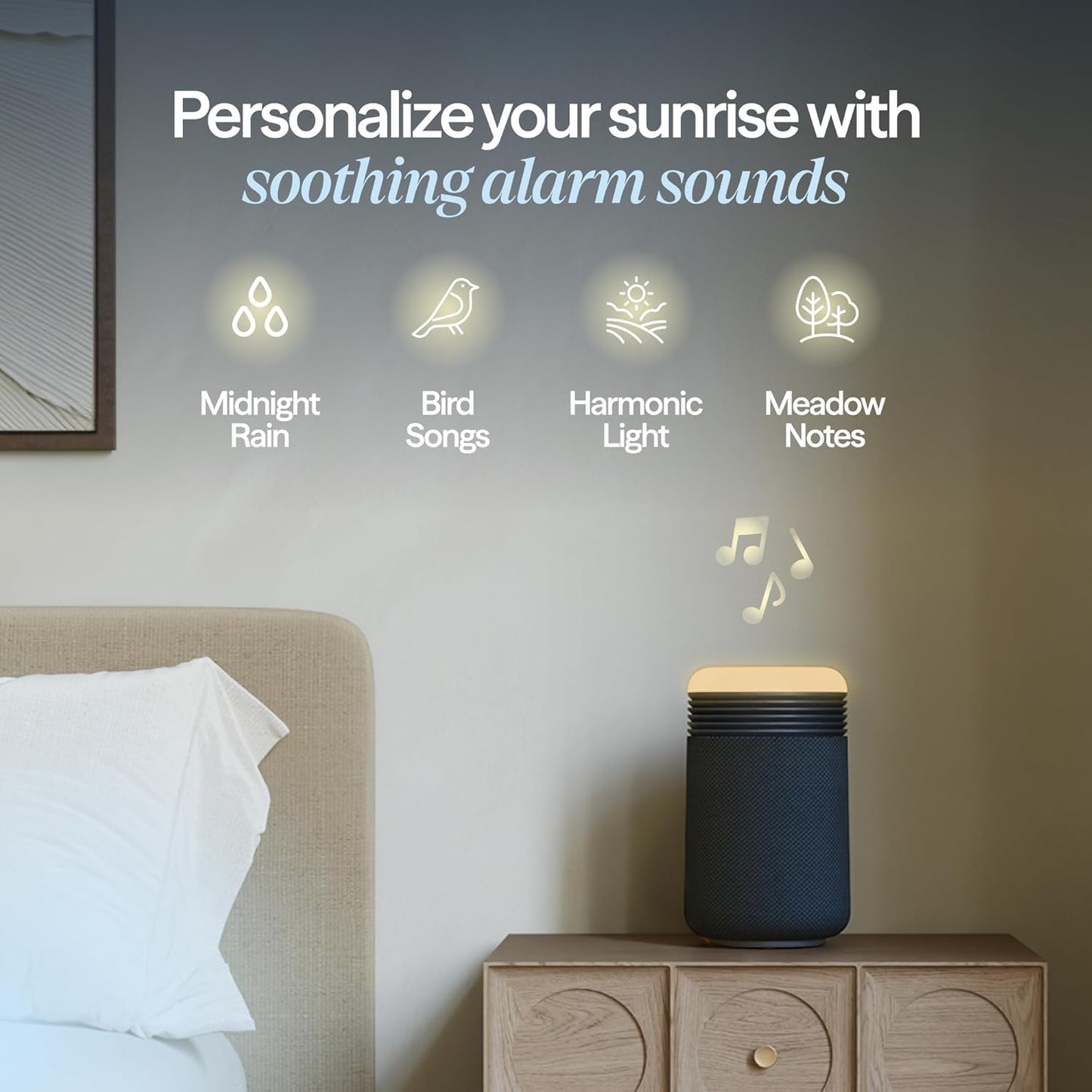 BLUEAIR Purifier for Bedroom - Mini Restful - Sunrise Clock with HEPASilent Filtration and Wake Up