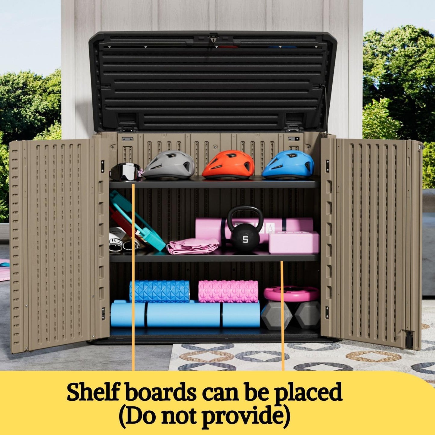 ZZM 4x2.5 FT Outdoor Storage Shed, Resin Waterproof Storage Cabinet for Garden Tools with Lockable