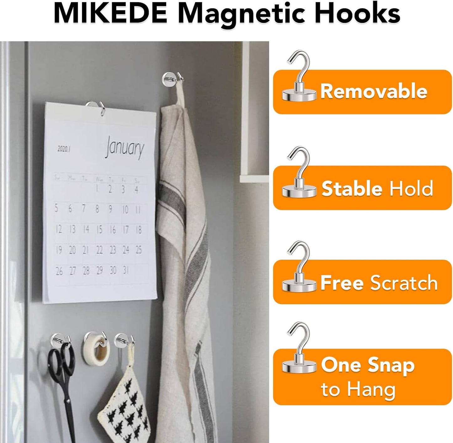 MIKEDE Magnetic Hooks Heavy Duty,110LB+ Strong Magnet with Hook, Super Neodymium Cruise Hooks
