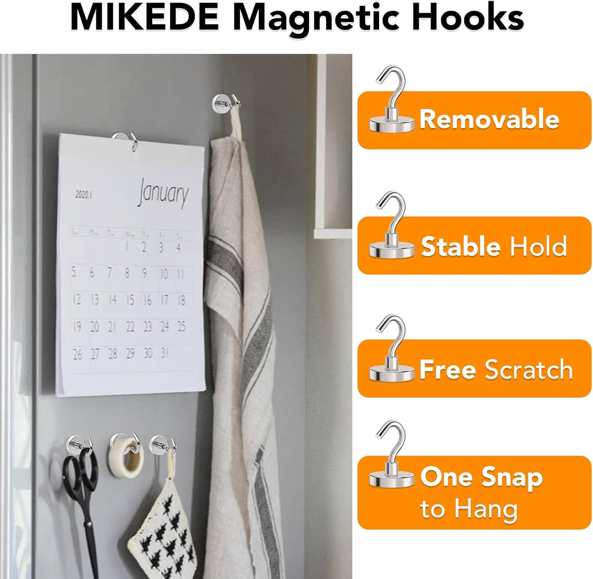 MIKEDE Magnetic Hooks Heavy Duty,110LB+ Strong Magnet with Hook, Super Neodymium Cruise Hooks