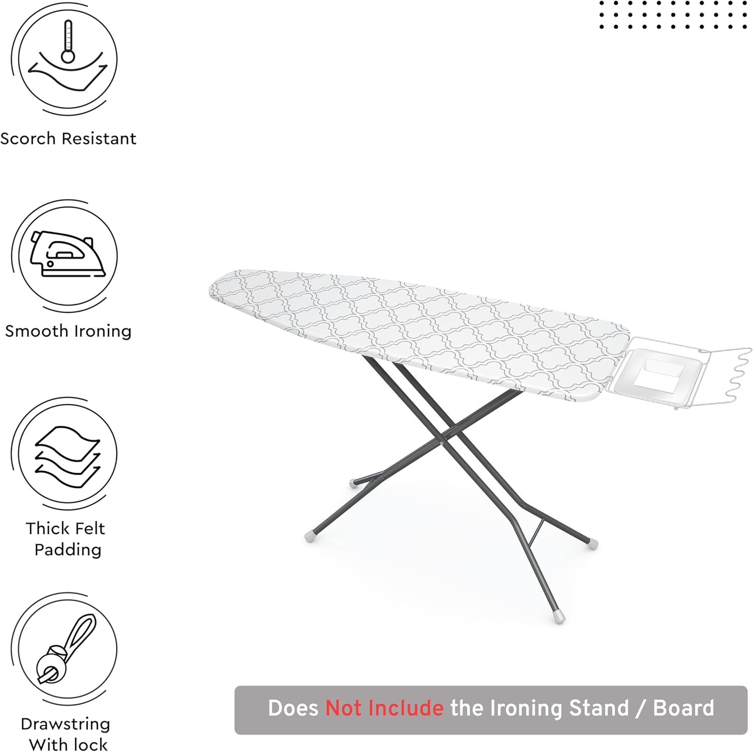 Encasa XO Ironing Board Cover and Pad 49"x18" - Thick 3mm Felt Padding, Drawstring Tightening &