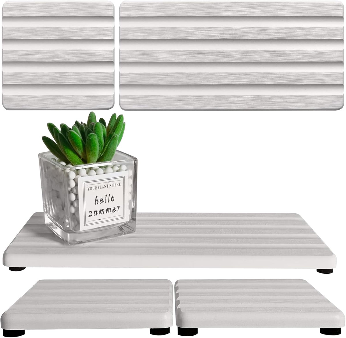 Set of 3 Diatomite Hand Soap Holder, Water Absorbing Stone Tray for Kitchen Countertop, Fast-Drying