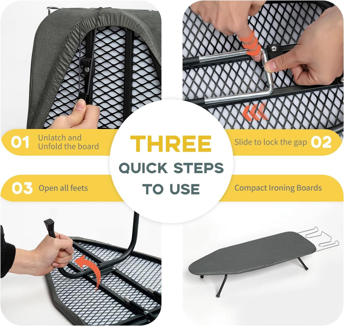 Small Ironing Board Tabletop, RAINHOL Compact Portable Iron Board Foldable with Cover and Pad