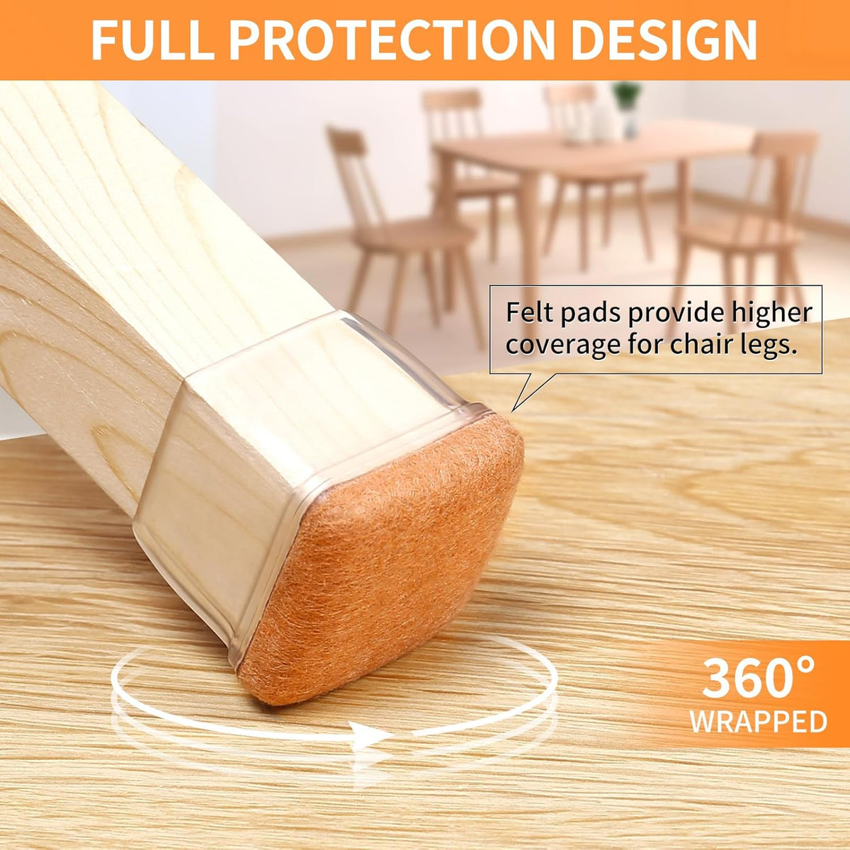 Ezprotekt Chair Leg Floor Protectors for Hardwood Floors, Felt Furniture Pads, Silicone Felt