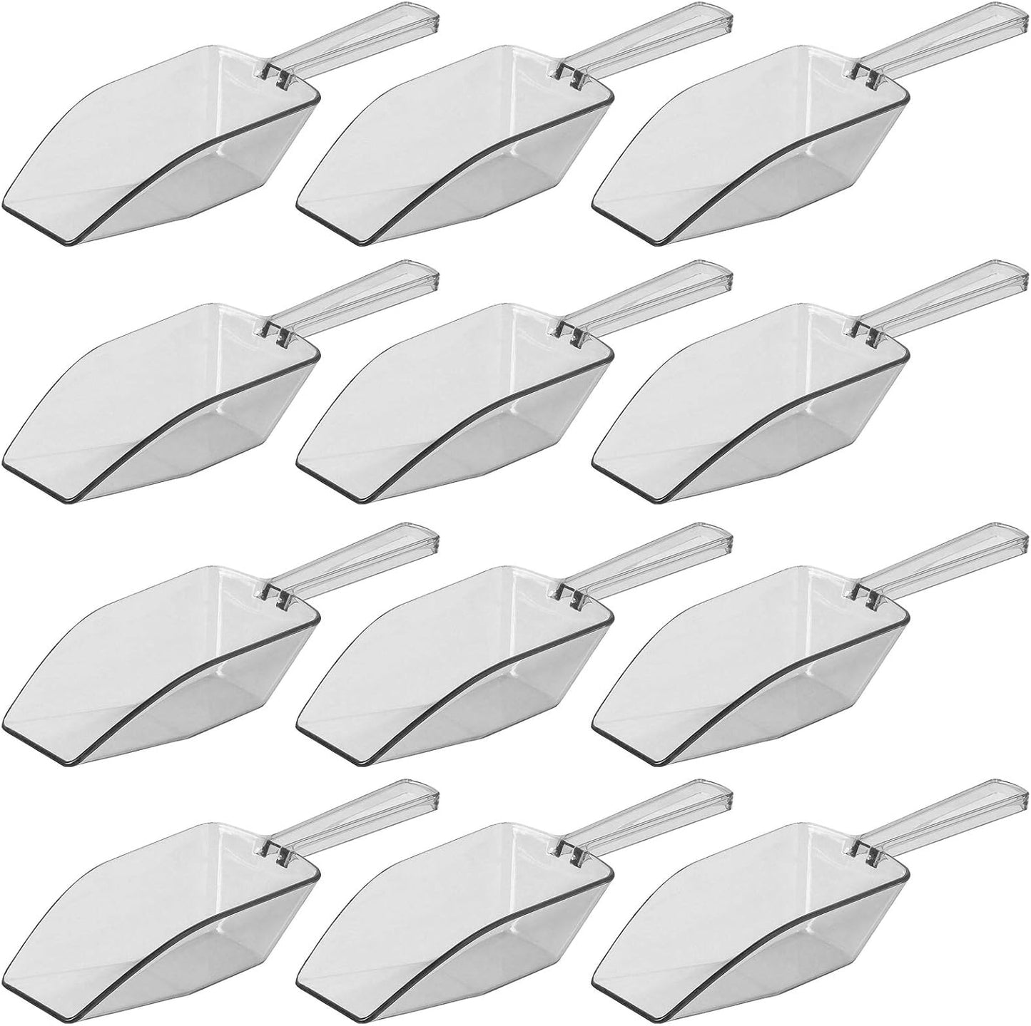 Clear Plastic Acrylic Scoops 12 Pcs | 6.5” Medium Kitchen Scoop | Wedding Desserts | Candy Buffet