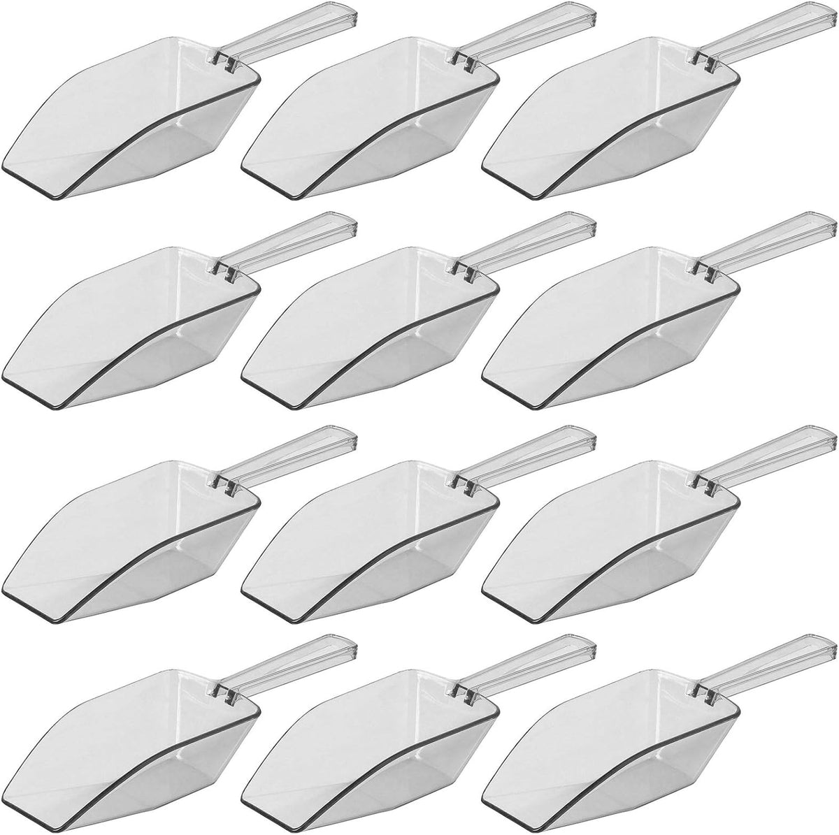 Clear Plastic Acrylic Scoops 12 Pcs | 6.5” Medium Kitchen Scoop | Wedding Desserts | Candy Buffet