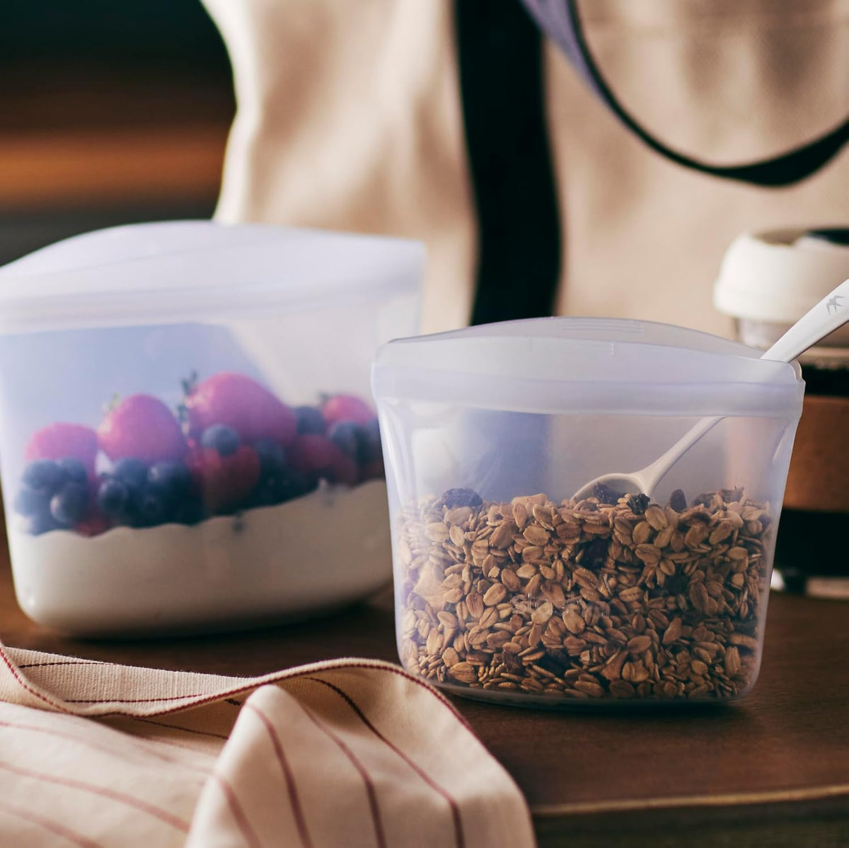 Stasher Premium Silicone Reusable Food Storage Bags, 3-Pack, Clear, Multi-Use Food Storage Bags