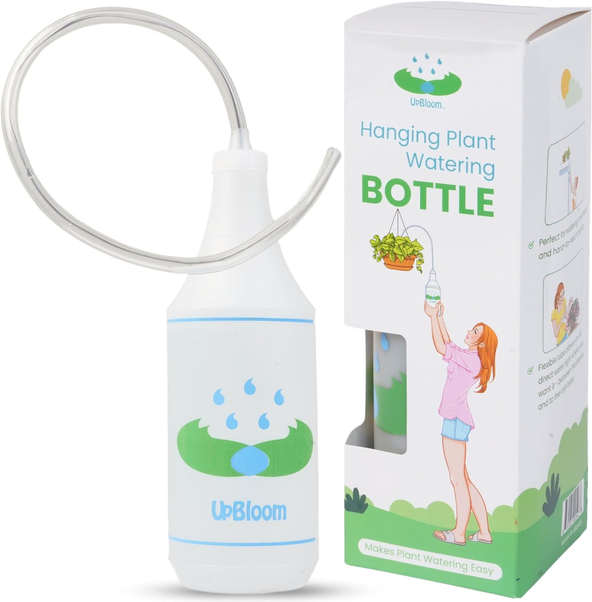 UpBloom - 32 Oz Squeeze Bottle for Hanging Plants, Squirt Bottle/Water Container for Outdoor/Indoor