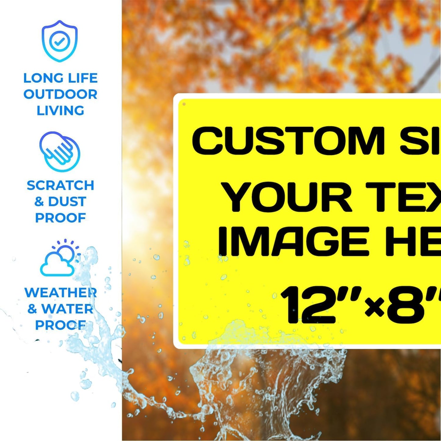 Personalized Aluminum Metal Signs - Weatherproof, Custom Text & Picture, Multiple Sizes, Ideal for