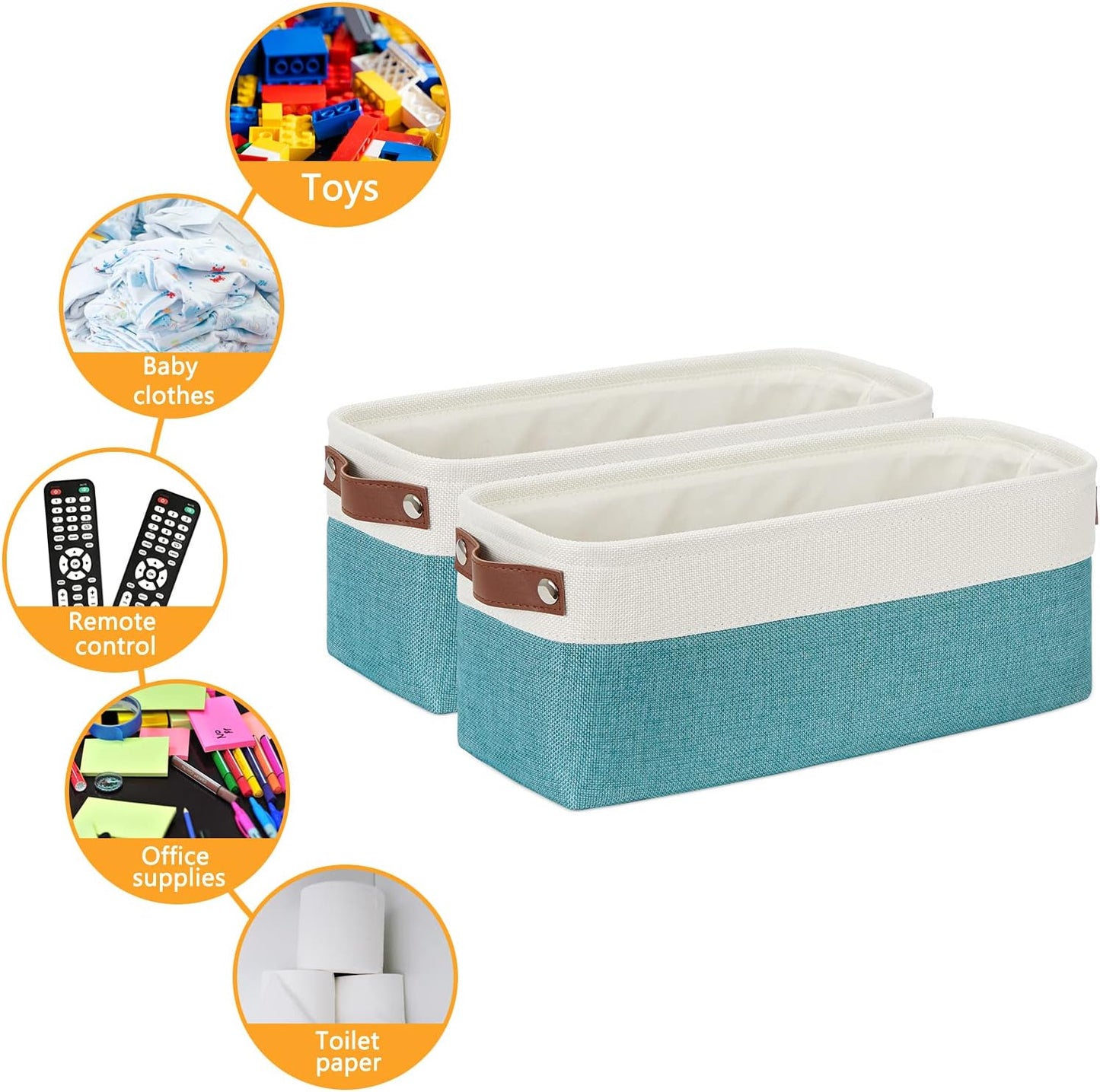 DULLEMELO Small Bathroom Closet Storage Baskets Canvas Fabric Storage Bins for Toilet 2 Pack