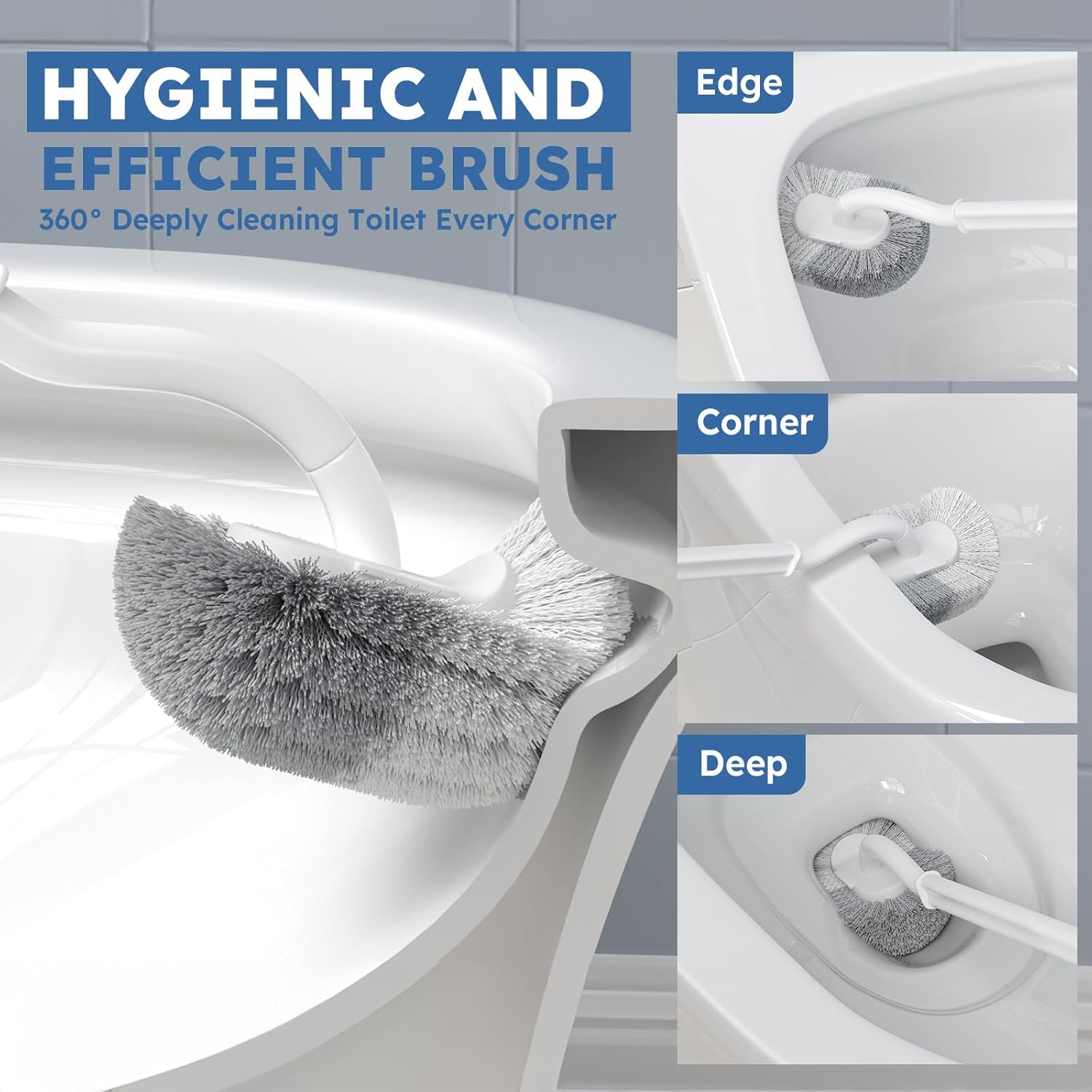 Toilet Brush, 2 Pack Toilet Brush and Holder Set with Durable Curved BristlesToilet Scrubber
