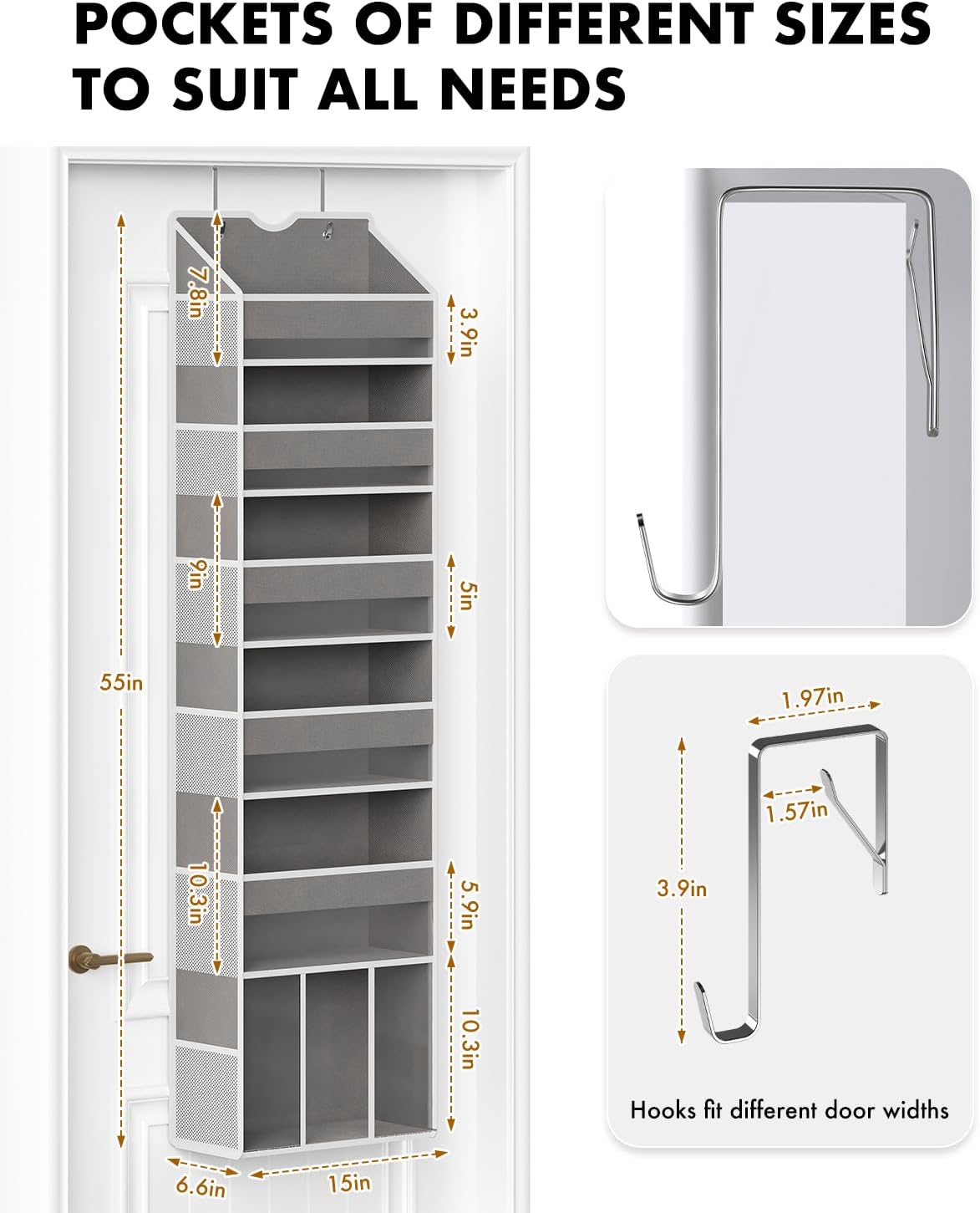 Over The Door Organizer Storage - 50lb Heavy Duty 6 Shelf Over Door Organizer Hanging Space Saving