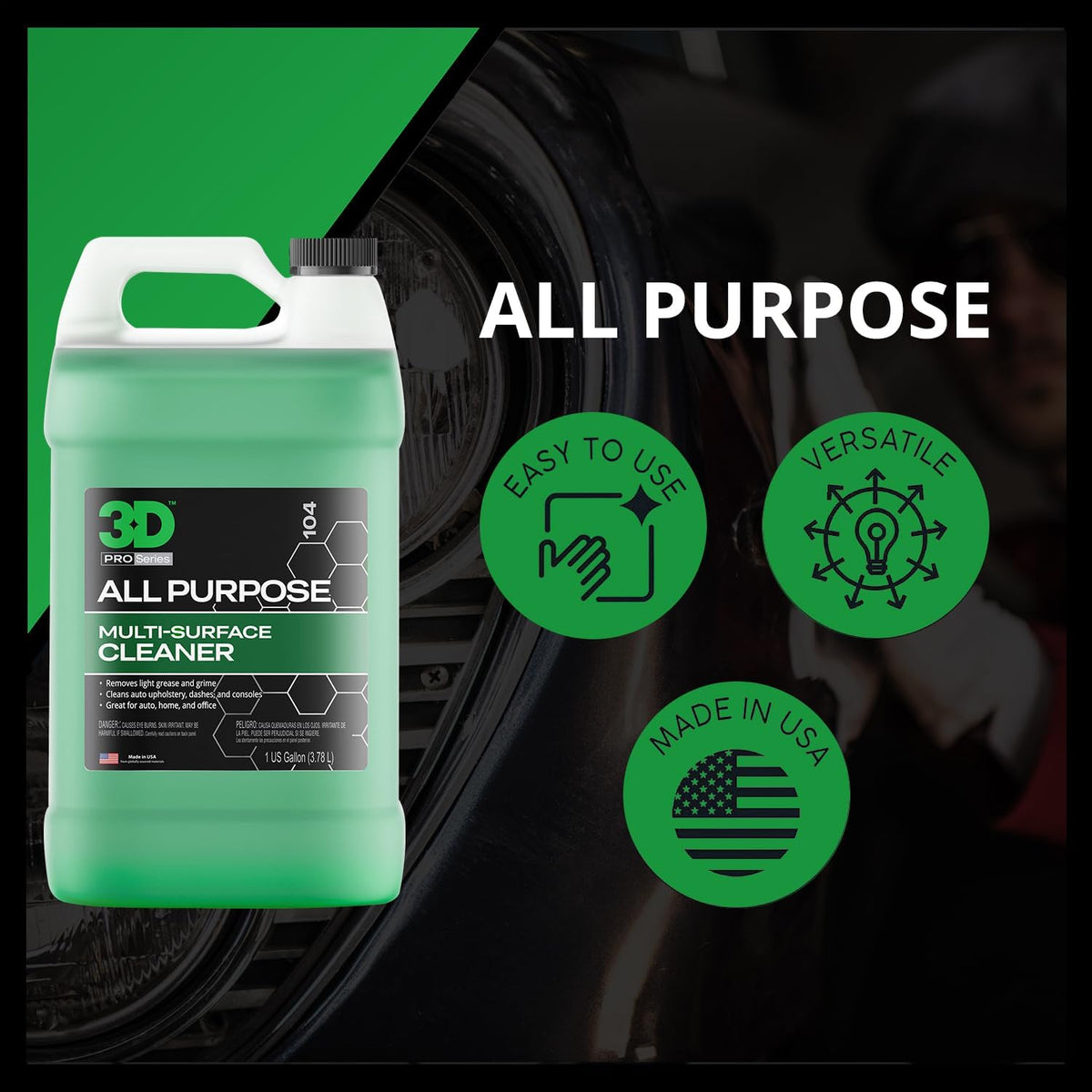 3D All Purpose Cleaner – High-Performance Interior & Exterior Car Cleaner for Vinyl, Leather