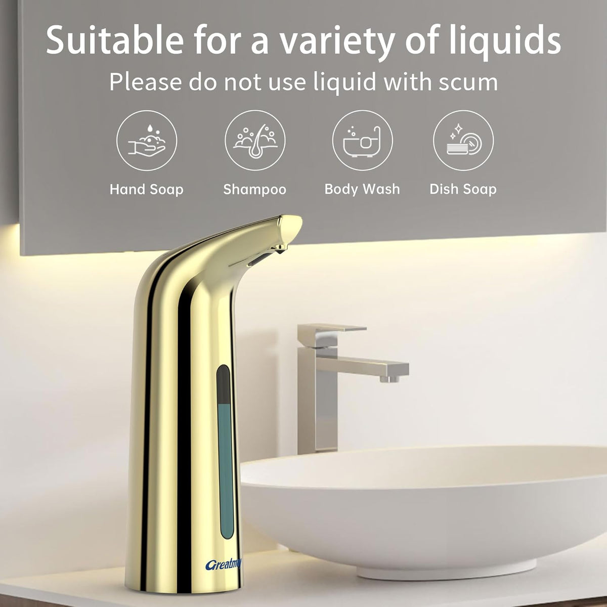Convenient Automatic Soap Dispenser,4 Adjustable Levels Touchless Hand Sanitizer Pump with Infrared