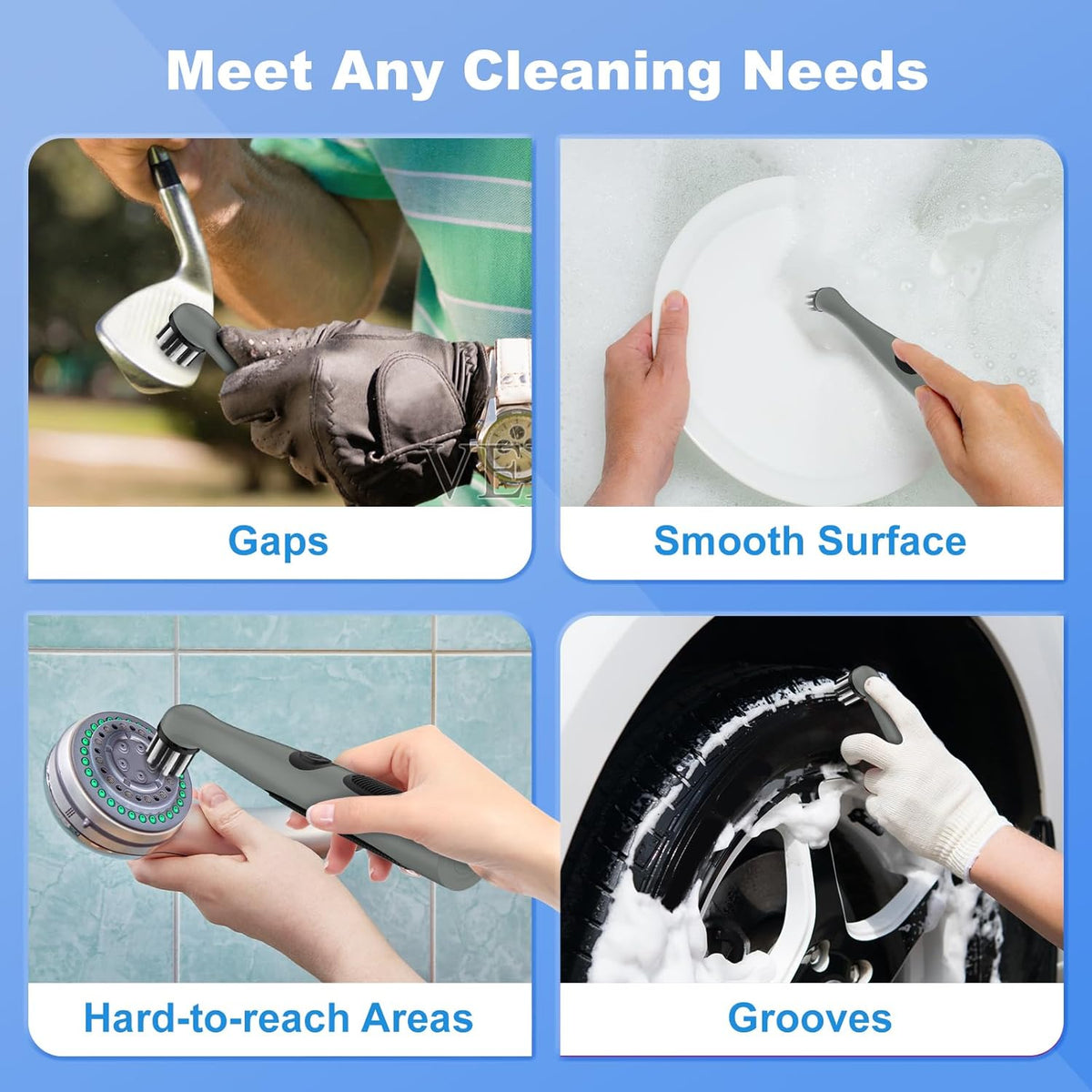 Rechargeable Electric Cleaning Brush with 4 in 1 Multiple Brush Heads and USB Cable, Indoor