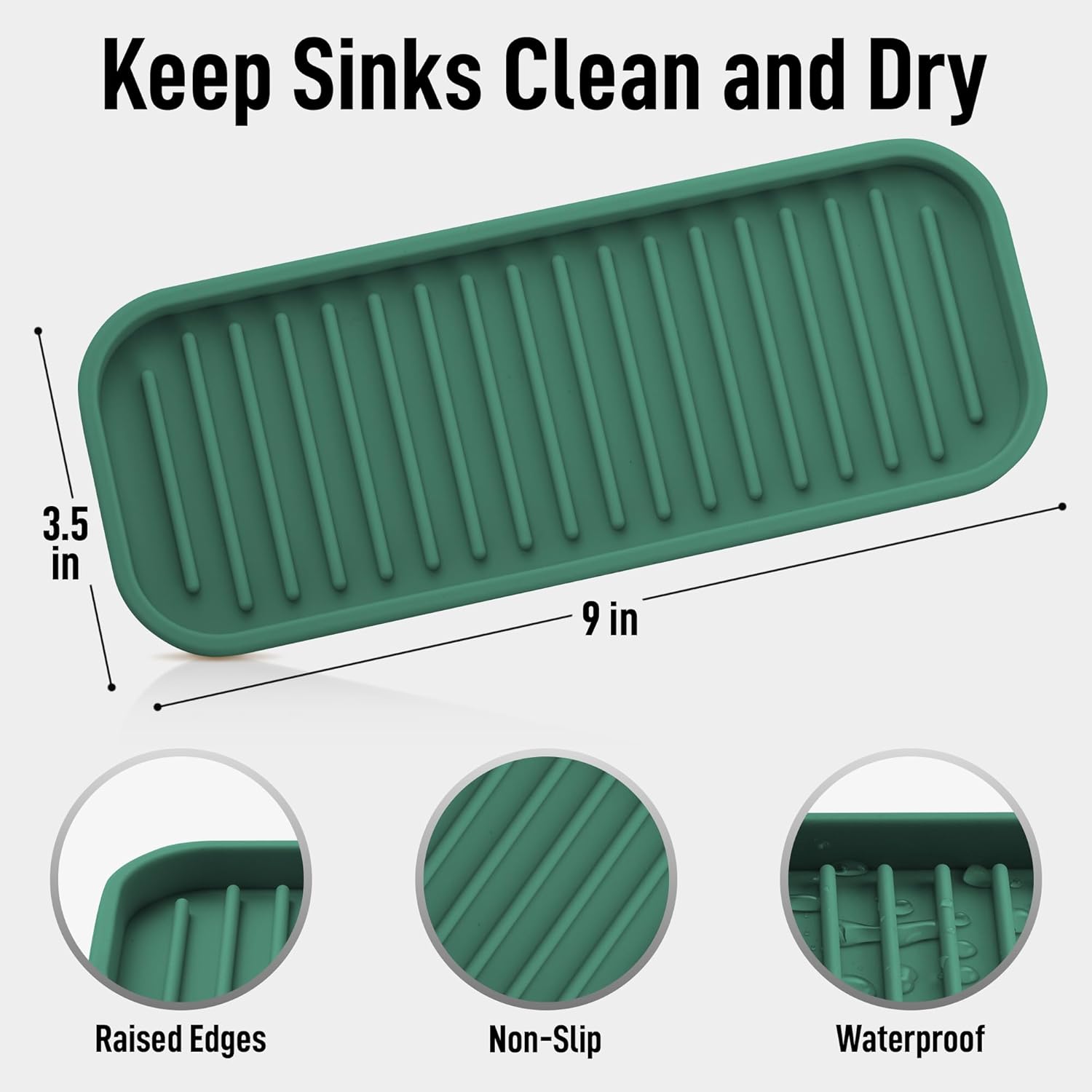 Zulay Kitchen (9x3.5) Silicone Sponge Holder for Kitchen Sink - Flexible Multipurpose Soap Tray