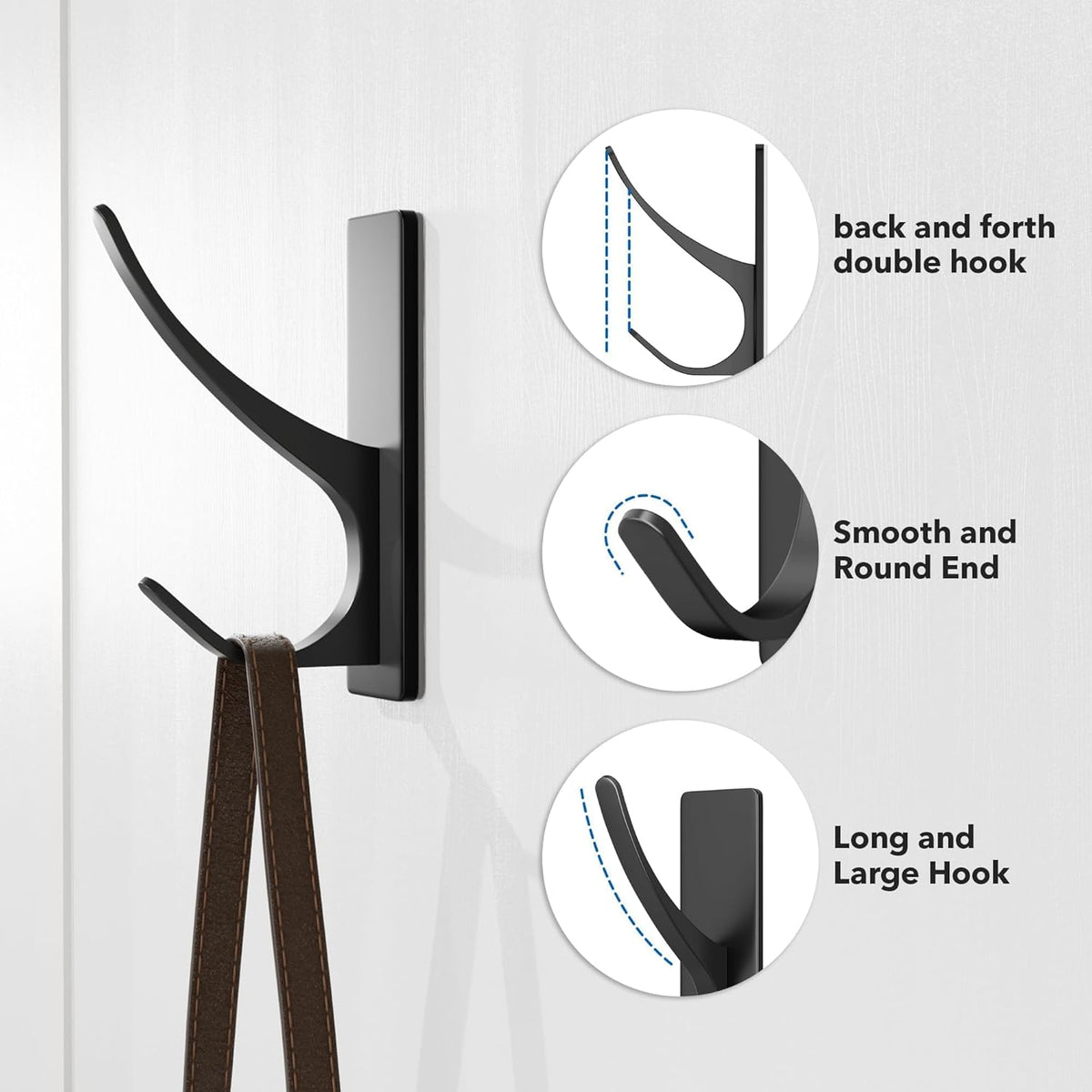 Self Adhesive Coat Hooks for Hanging: Heavy Duty Stainless Wall Hook for Towel, Backpack, Hat