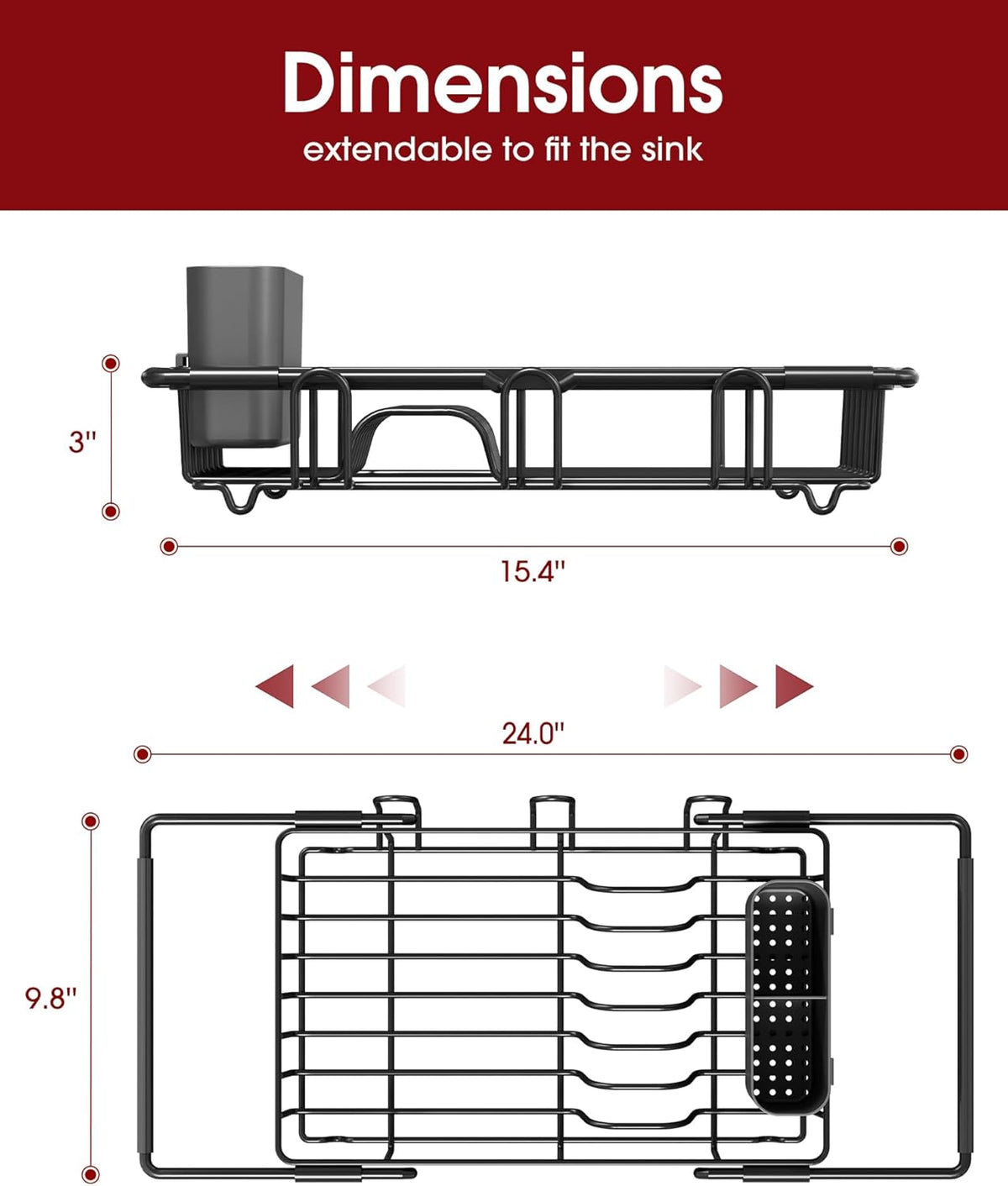 Dish Drying Rack in Sink - Expandable Stainless Steel Dish Rack Over The Sink, Kitchen Sink Drain