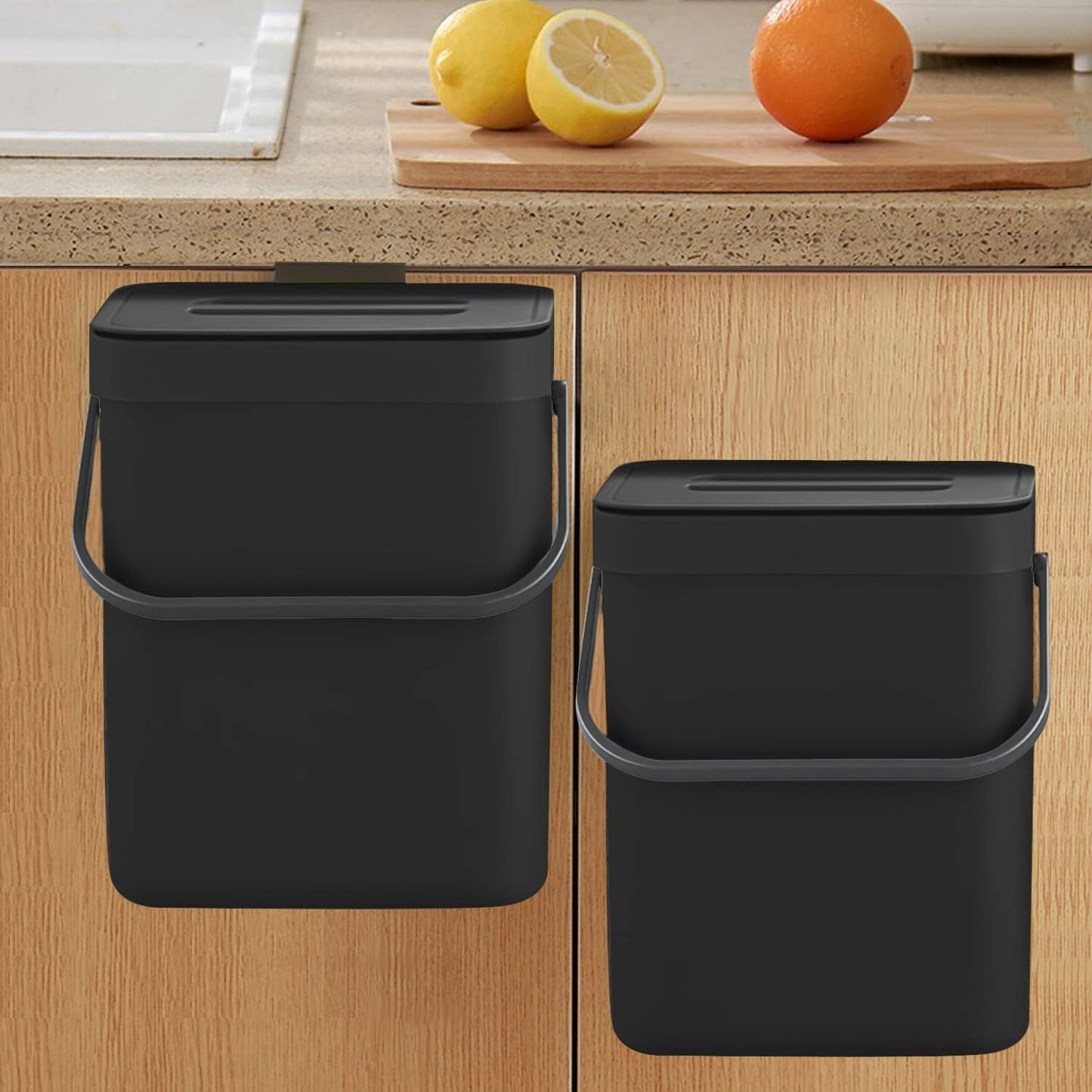 LALASTAR Countertop Compost Bin with Lid, Hanging Small Trash Can with Lid Under Sink for Kitchen