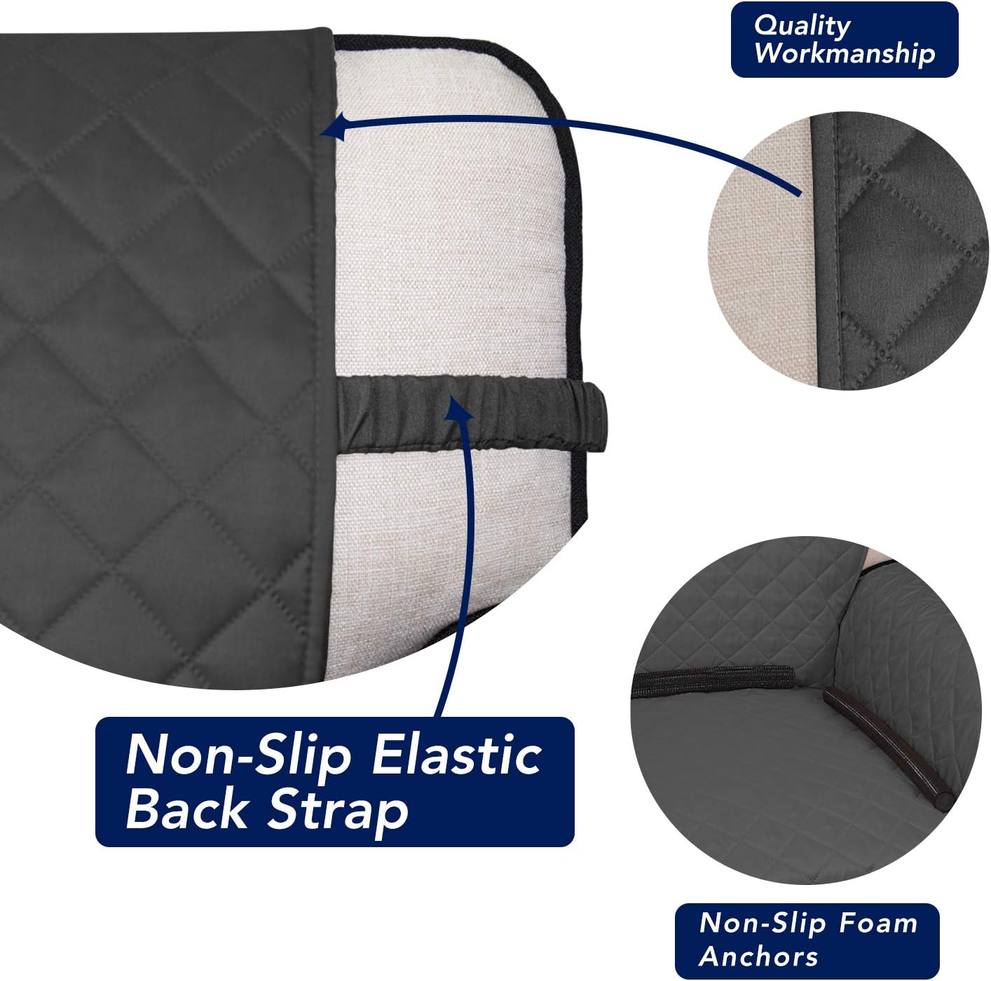 PureFit Reversible Quilted Sofa Cover, Water Resistant Slipcover Furniture Protector, Washable