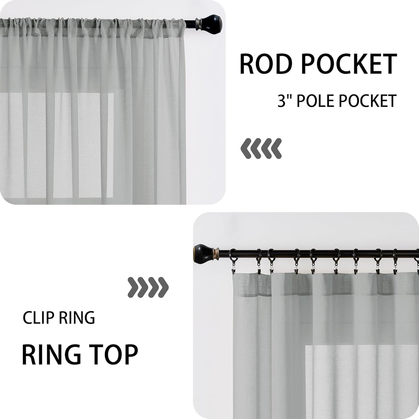 Tollpiz Short Sheer Door Curtain Closet Linen Textured Curtain Sheers Doorway Light Filtering Voile