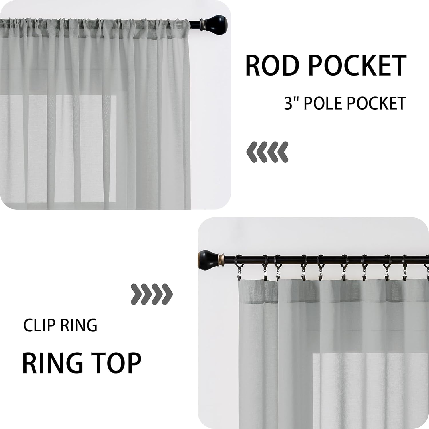 Tollpiz Sheer Curtains Closet Linen Textured Curtain Sheers Doorway Light Filtering Voile Patio