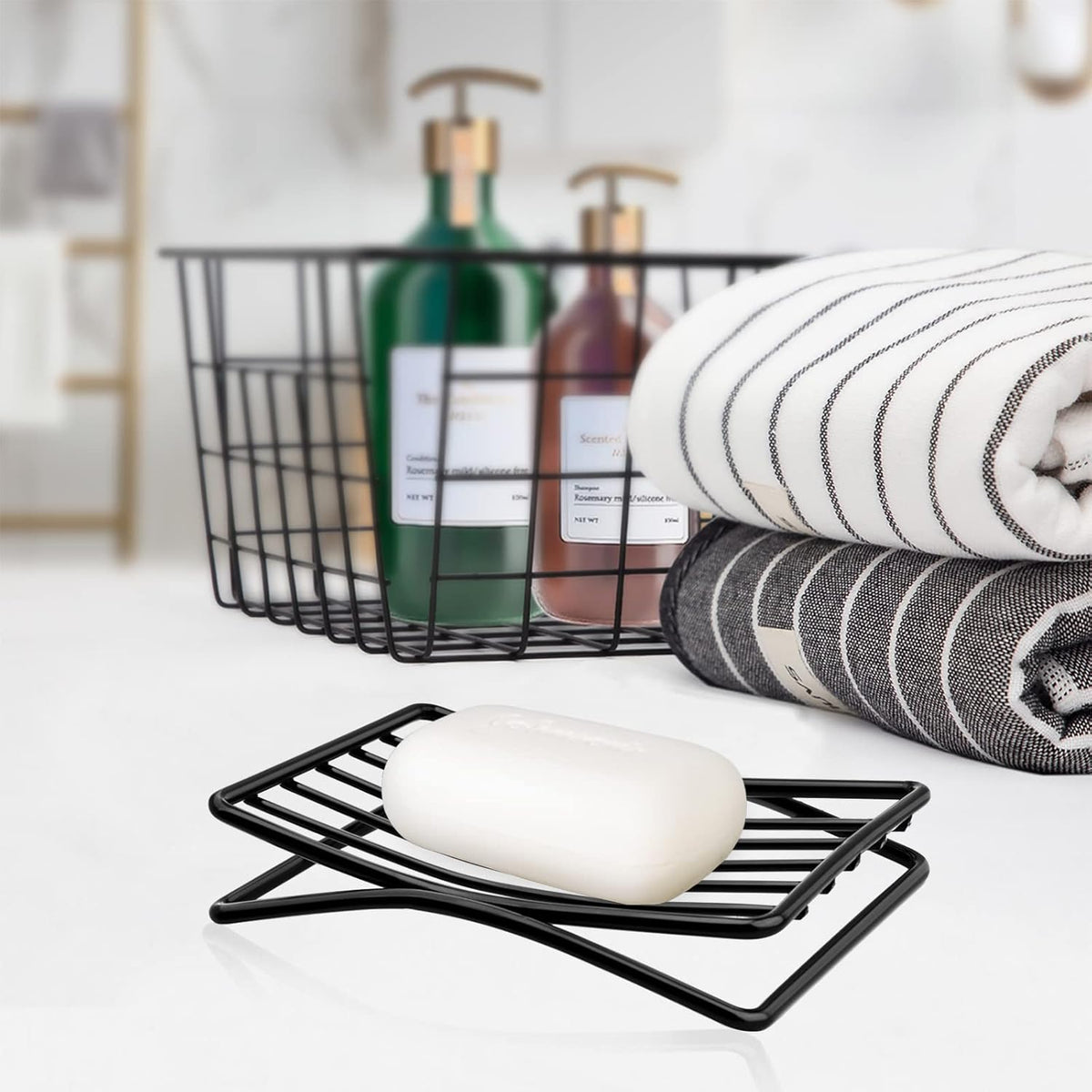 Soap Dish Bar Soap Holder for Shower Bathroom, Stainless Steel Self-draining Sponge Holder for