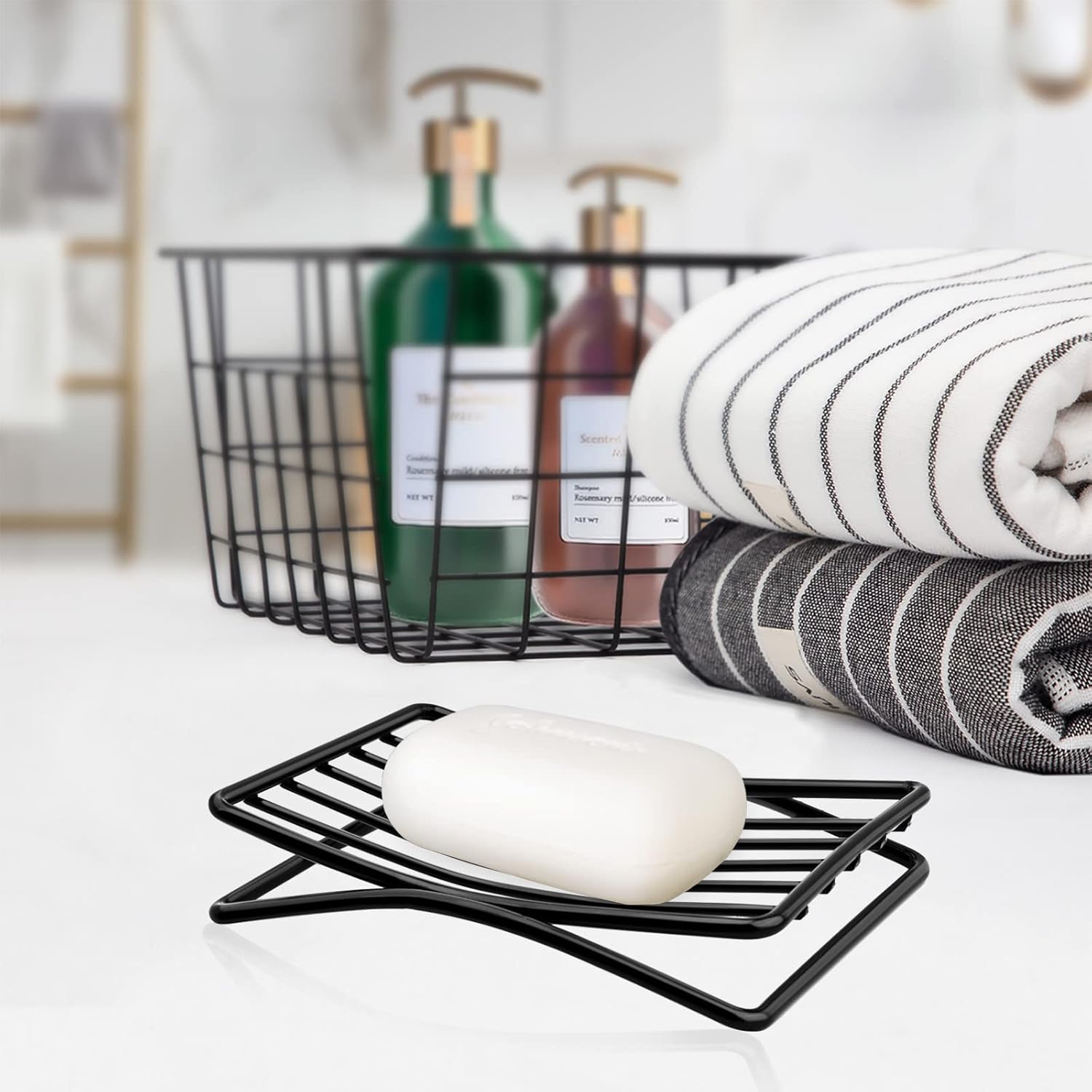 Soap Dish Bar Soap Holder for Shower Bathroom, Stainless Steel Self-draining Sponge Holder for