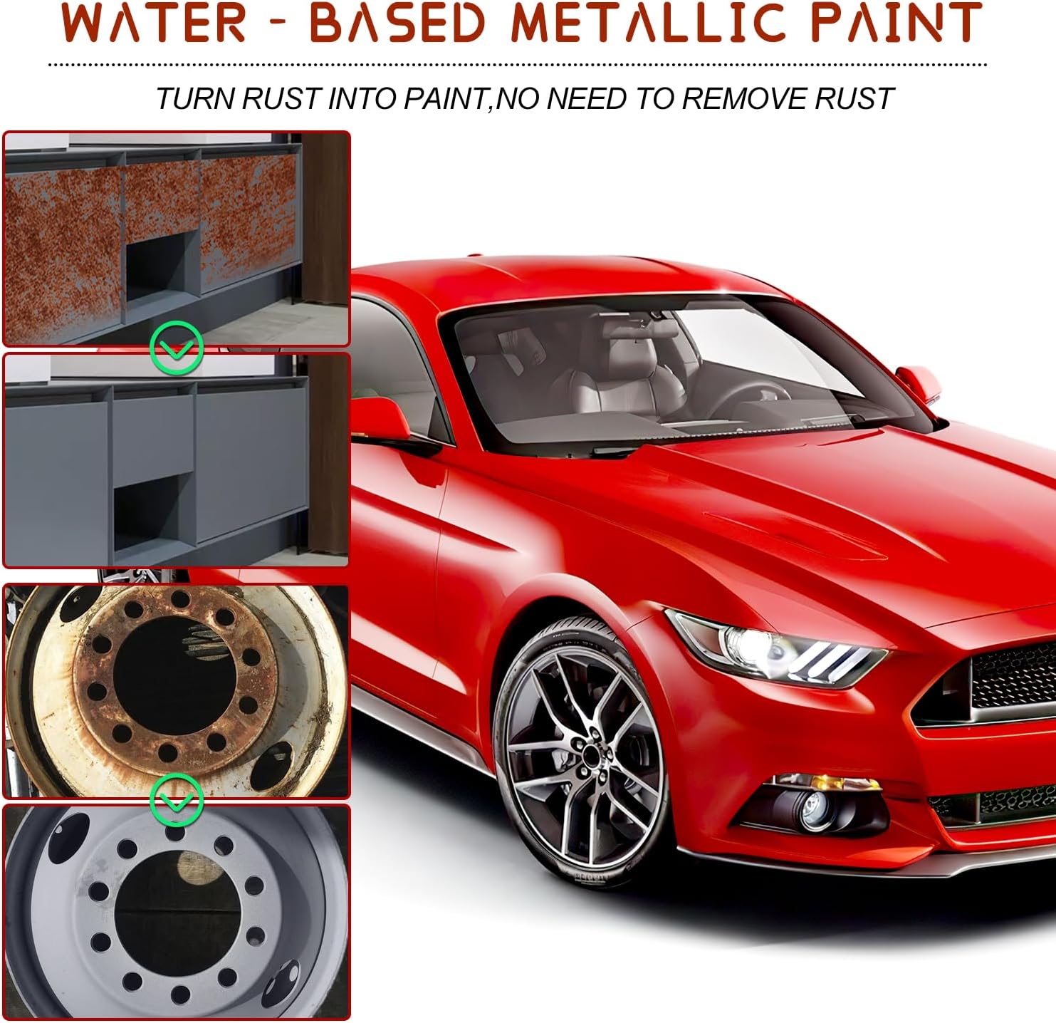 Water-Based Metallic Paint,Rust Removal Converter Metallic Paint,Rust Remover Converter for Metal
