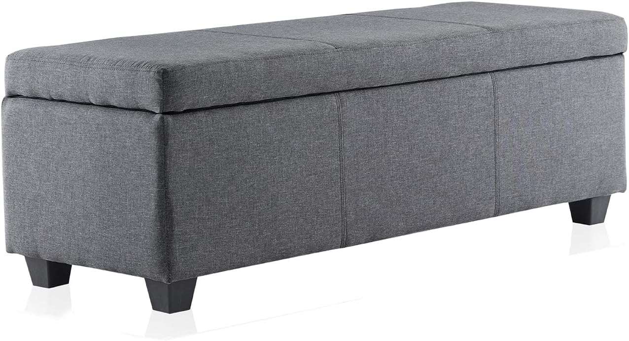 BELLEZE Storage Ottoman, 47 Inch Bench Bedroom Bench with Safety Close Hinge, Extra Long Ottoman