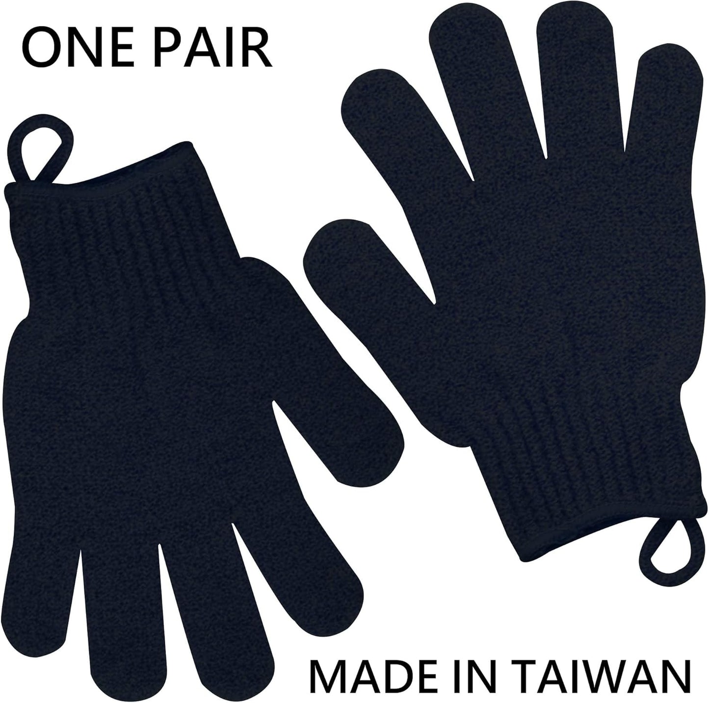 Exfoliating Glove with Hanging Loop - Bath Gloves 1 Pair Shower Gloves, Heavy Exfoliating Gloves
