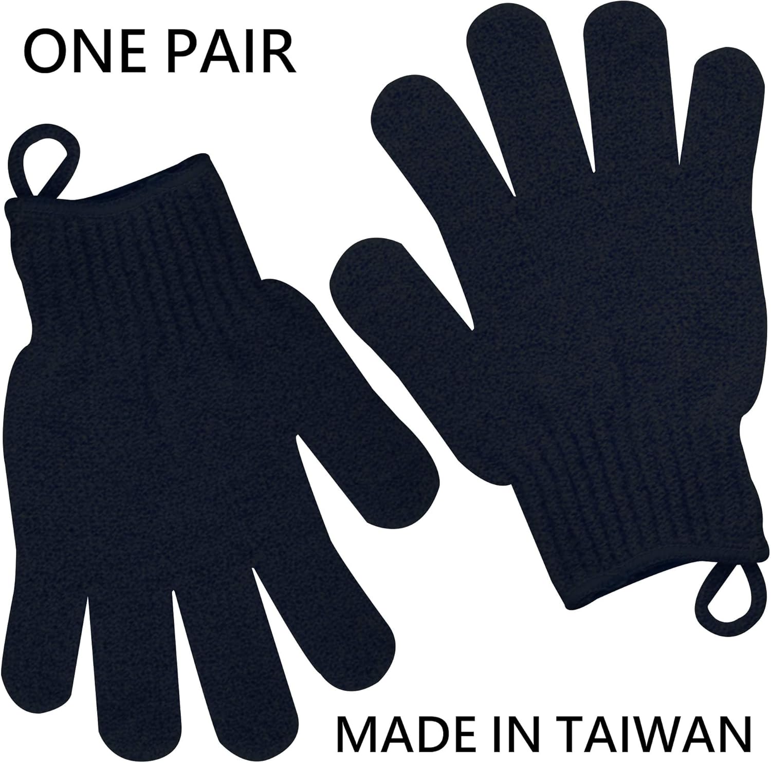 Exfoliating Glove with Hanging Loop - Bath Gloves 1 Pair Shower Gloves, Heavy Exfoliating Gloves
