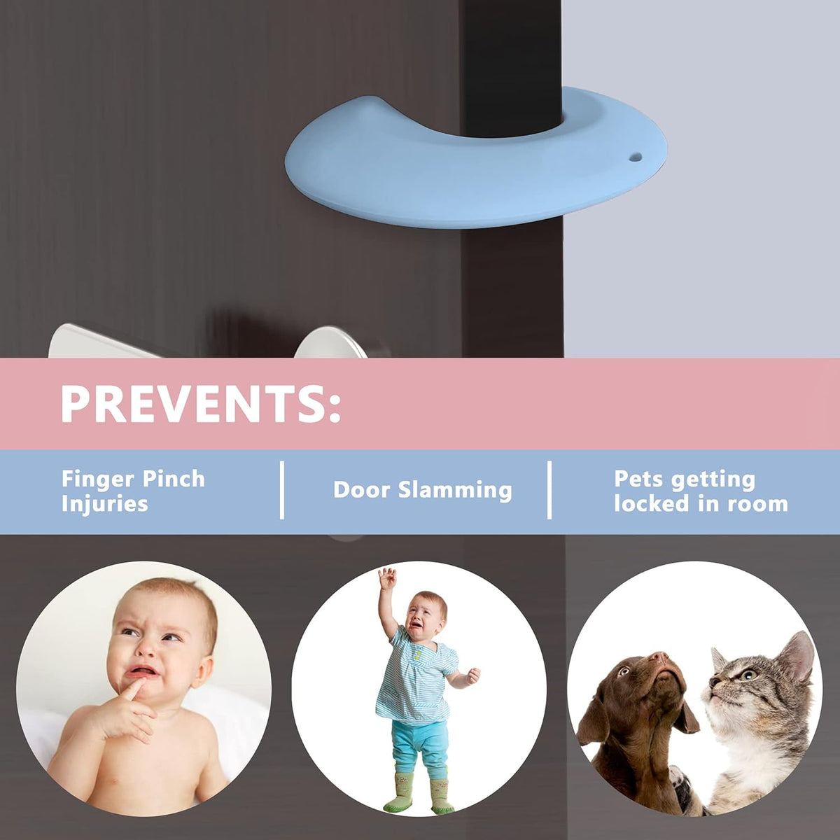 Door Pinch Guard and Door Slam Stopper, Durable Silicone Door Finger Pinch Guard, Prevents Finger