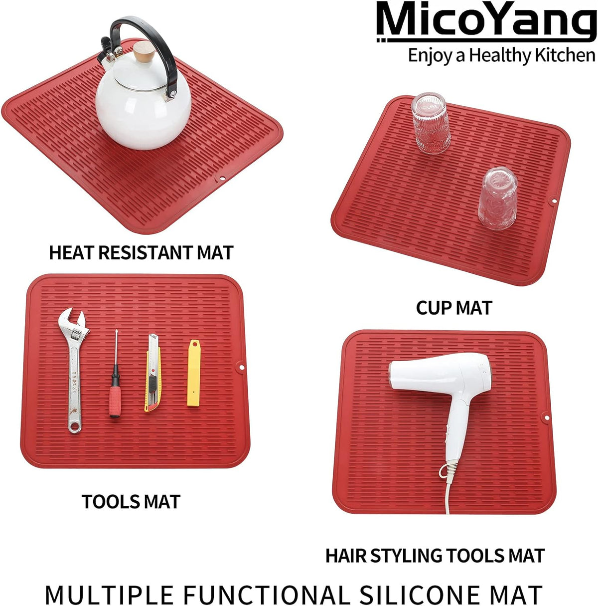 Silicone Dish Drying Mat for Multiple Usage,Easy clean,Eco-friendly,Heat-resistant Silicone Mat for