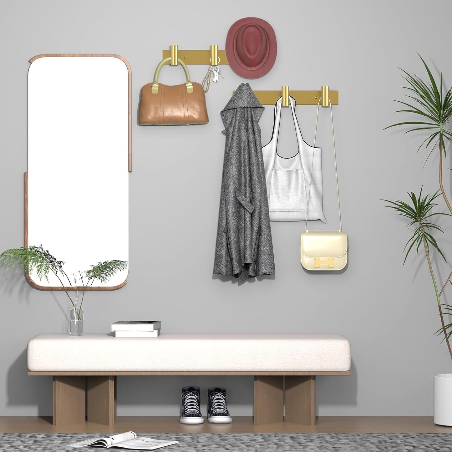 VAEHOLD Hat and Coat Wall Mount Rack - Hooks for Robes, Bags, Keys, and Towels - Bathroom Towel