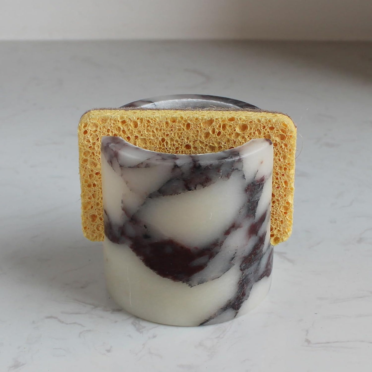 Natural Calacatta Viola Marble Sponge Holder for Kitchen Counter, Drying Rack, Sponge Caddy for