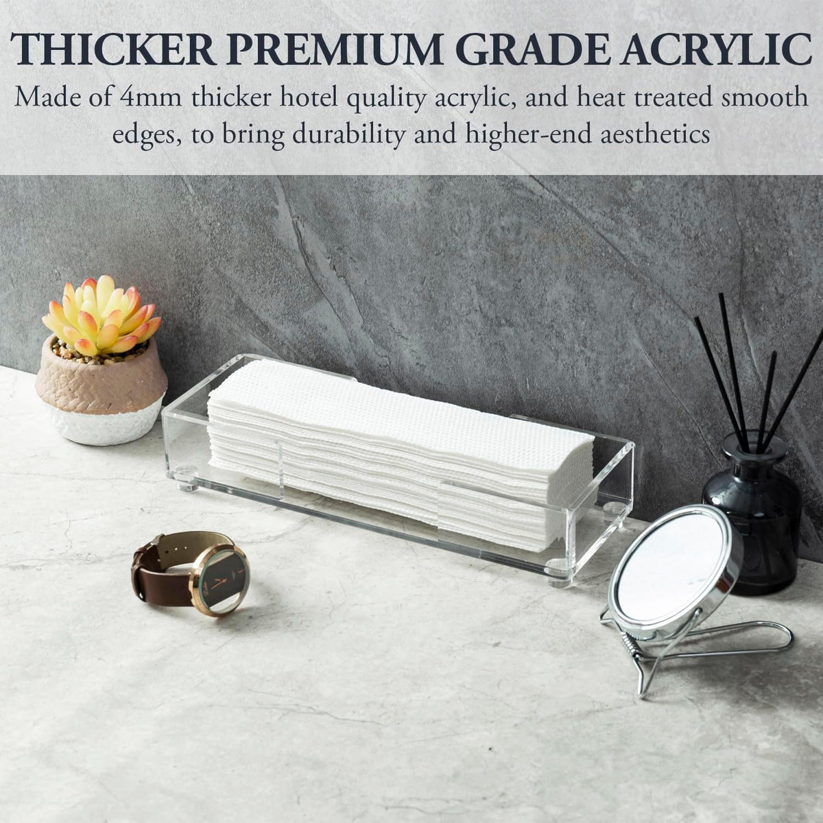 MyGift Modern Premium Clear Acrylic Bathroom Paper Towel Holder for Trifold, Z-Fold and Multifold