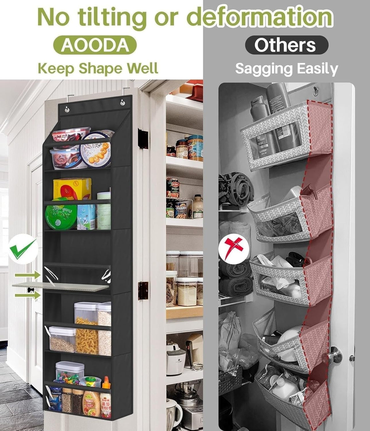AOODA 2 Pack Over the Door Organizer, Large Capacity Closet Door Hanging Organizer, Clear Deep