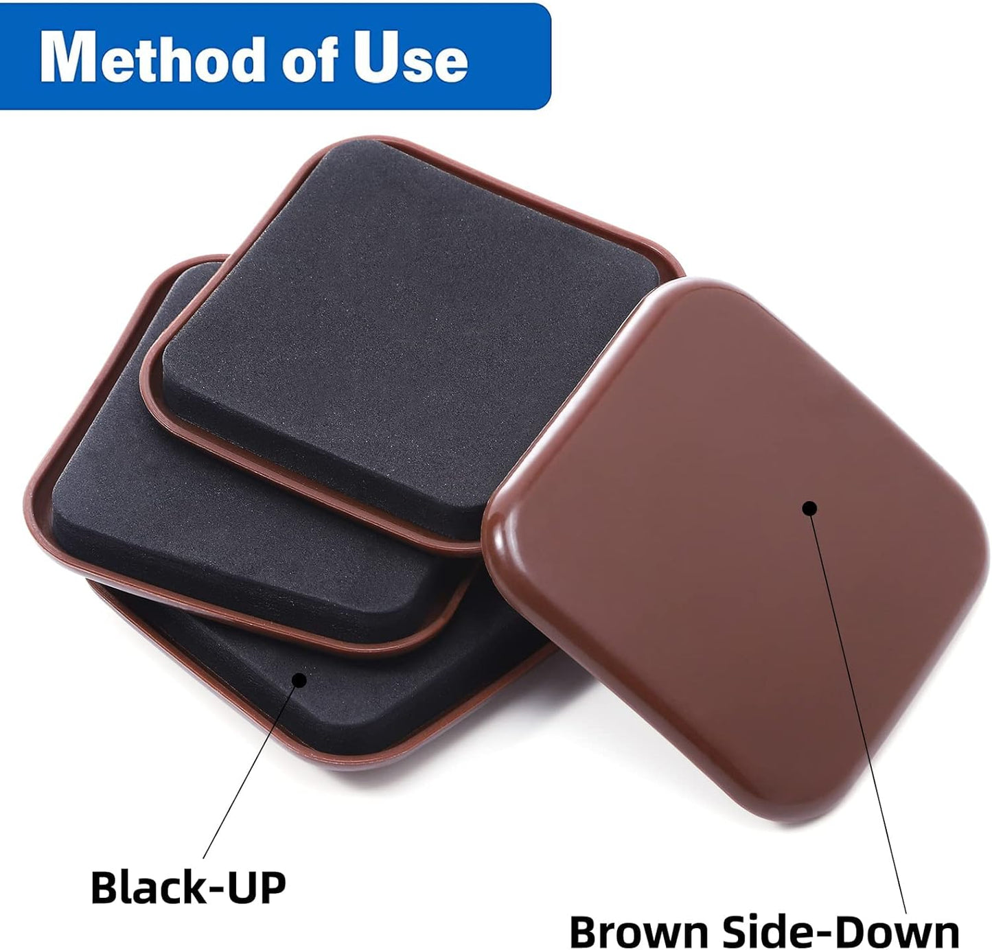Furniture Sliders, 16pcs 3.5 inch Square Furniture Moving Kits Carpet Sliders for Moving Furniture