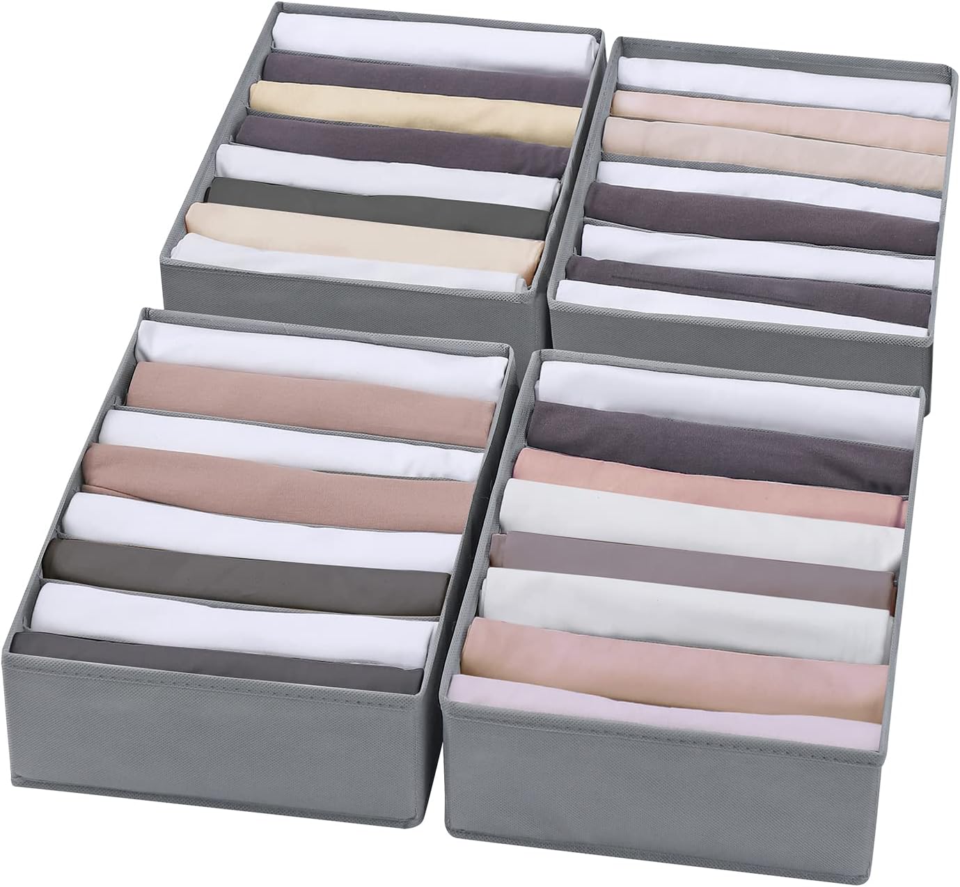4 Packs T-shirt Drawer Organizers for Clothing,8 Grids Compartment Wardrobe Storage Box, Washable