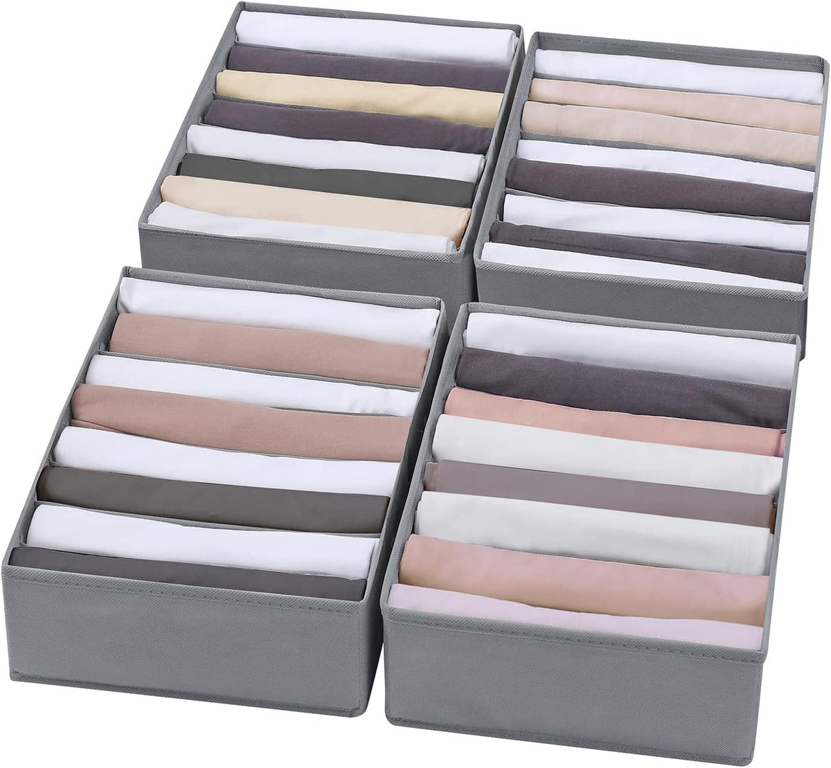 4 Packs T-shirt Drawer Organizers for Clothing,8 Grids Compartment Wardrobe Storage Box, Washable