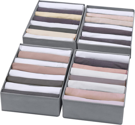 4 Packs T-shirt Drawer Organizers for Clothing,8 Grids Compartment Wardrobe Storage Box, Washable