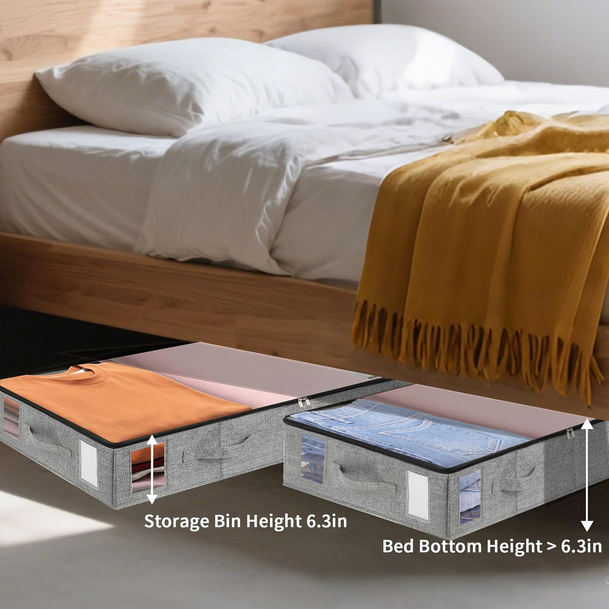 combocube 2 Pack Under Bed Storage Containers, Stackable Closet Organizers and Storage Bins with
