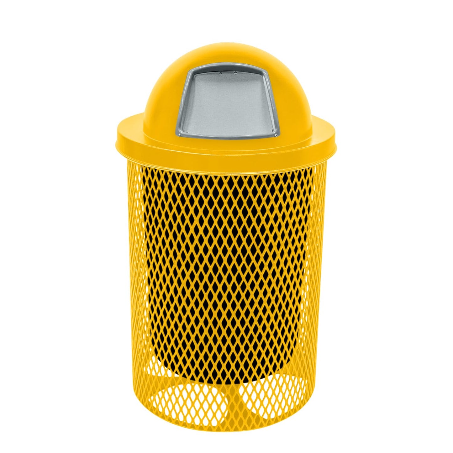 COATEDOUTDOORFURNITURE 32-Gallon Heavy-Duty Expanded Metal Round Trash Receptacle, Commercial