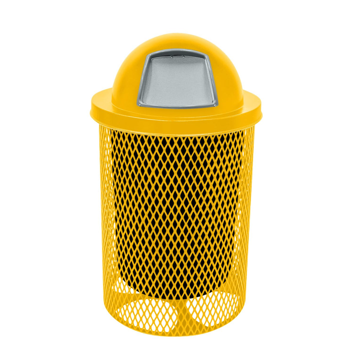 COATEDOUTDOORFURNITURE RDT-YEL Heavy Duty 32 Gallon Round Trash Receptacle, Liner Included, Yellow