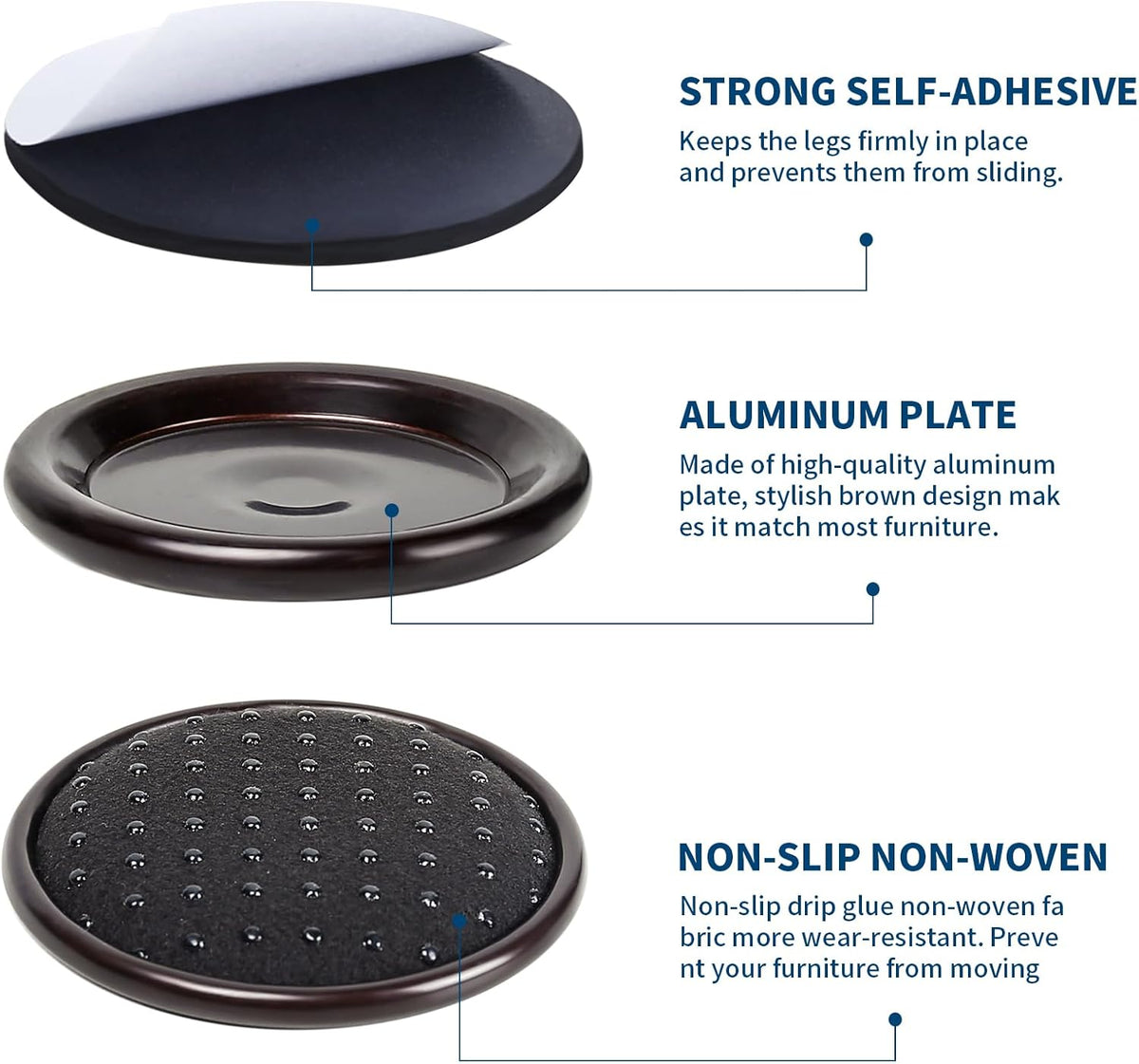 Ezprotekt 1 5/8" Round Non Slip Furniture Pads for Hardwood & Tile Floors, 16 Pcs Anti Skid