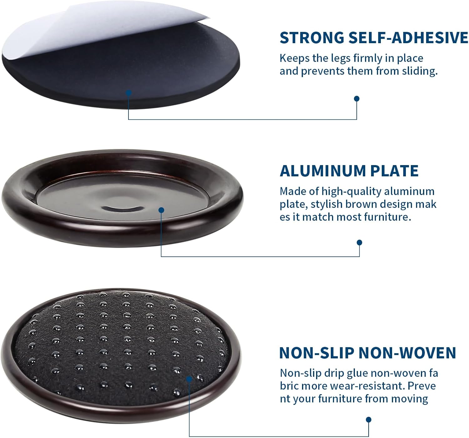 Ezprotekt 1 5/8" Round Non Slip Furniture Pads for Hardwood & Tile Floors, 16 Pcs Anti Skid